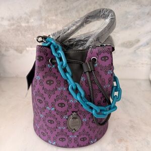 NEW Loungefly : Disneyland Parks Haunted Mansion Bucket Bag with Teal Chain
